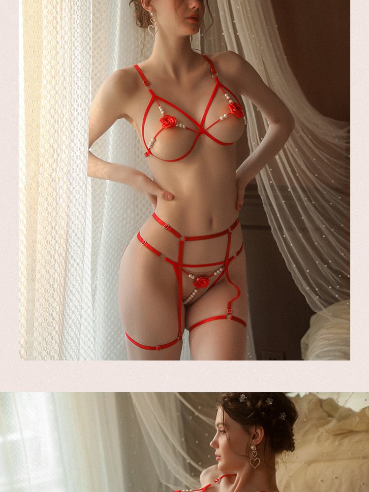 情趣內衣服小胸顯大調情玫瑰串珠三點式誘惑床上激情套裝13.jpg