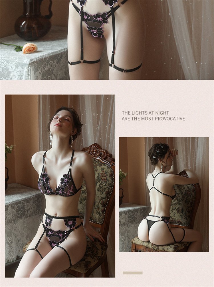 情趣內衣 火辣透視刺繡文胸女大碼激情誘惑性感內褲吊襪帶三件套裝04_副本.jpg