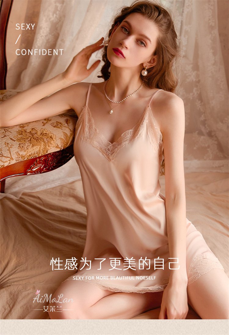 美詩蘭性感睡衣女蕾絲誘惑春秋吊帶睡裙02.jpg